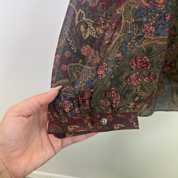 Lauren Ralph Lauren Sheer Paisley Boho Blouse Plus Size 3X Romantic Festival Top - Picture 3 of 10